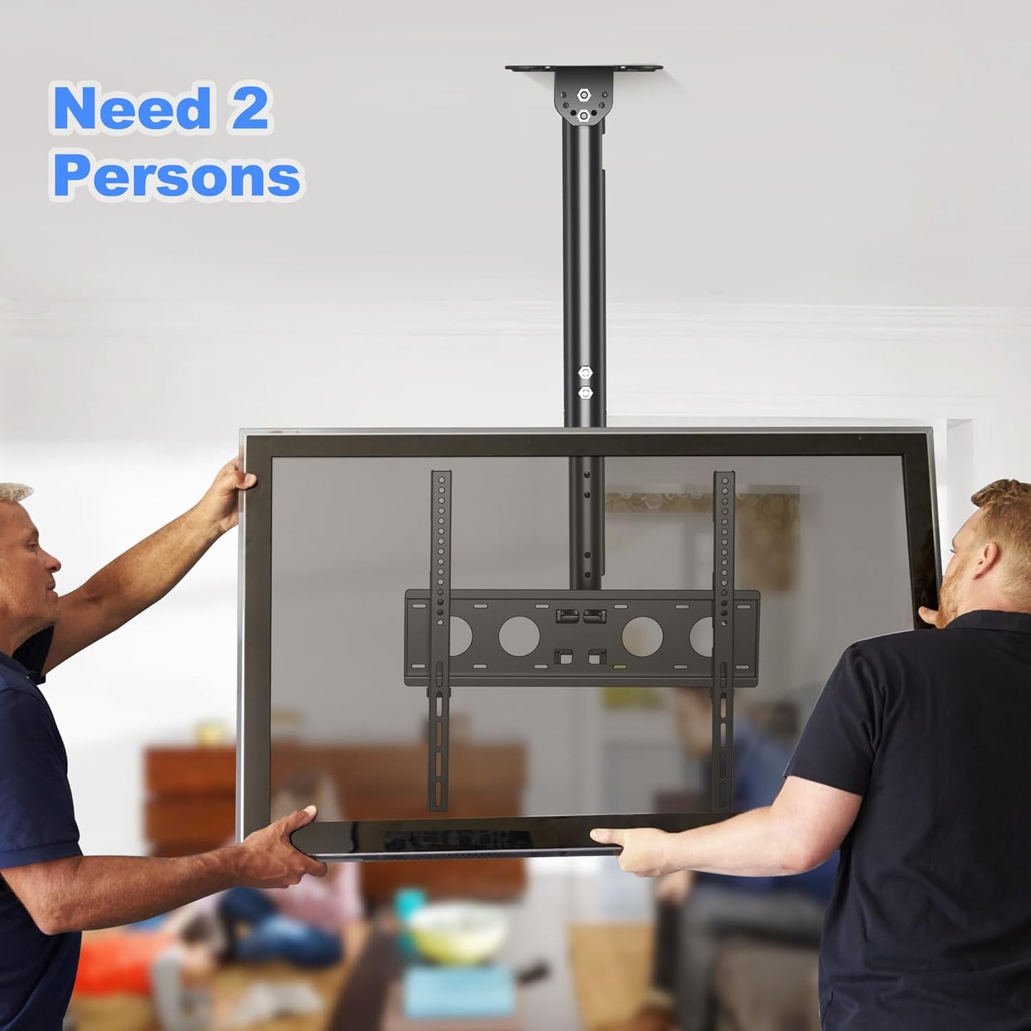 Ceiling TV Mount for Most 26 to 65 In Flat Curved TV, Swivel Tilt Height Adjustable, VESA 400x400mm