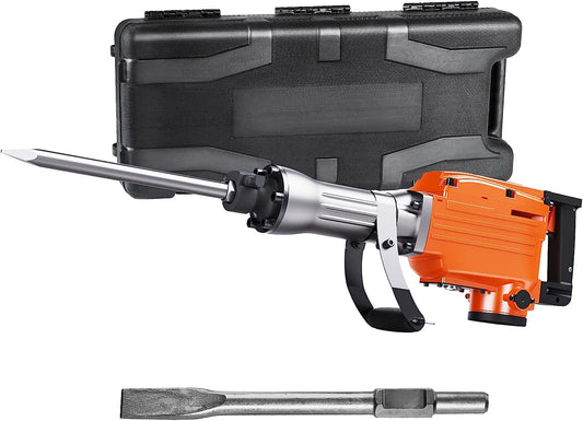 Demolition Jack Hammer, Heavy Duty, 2200W, 1350 BPM, Concrete, 2 Chisels Bit, case