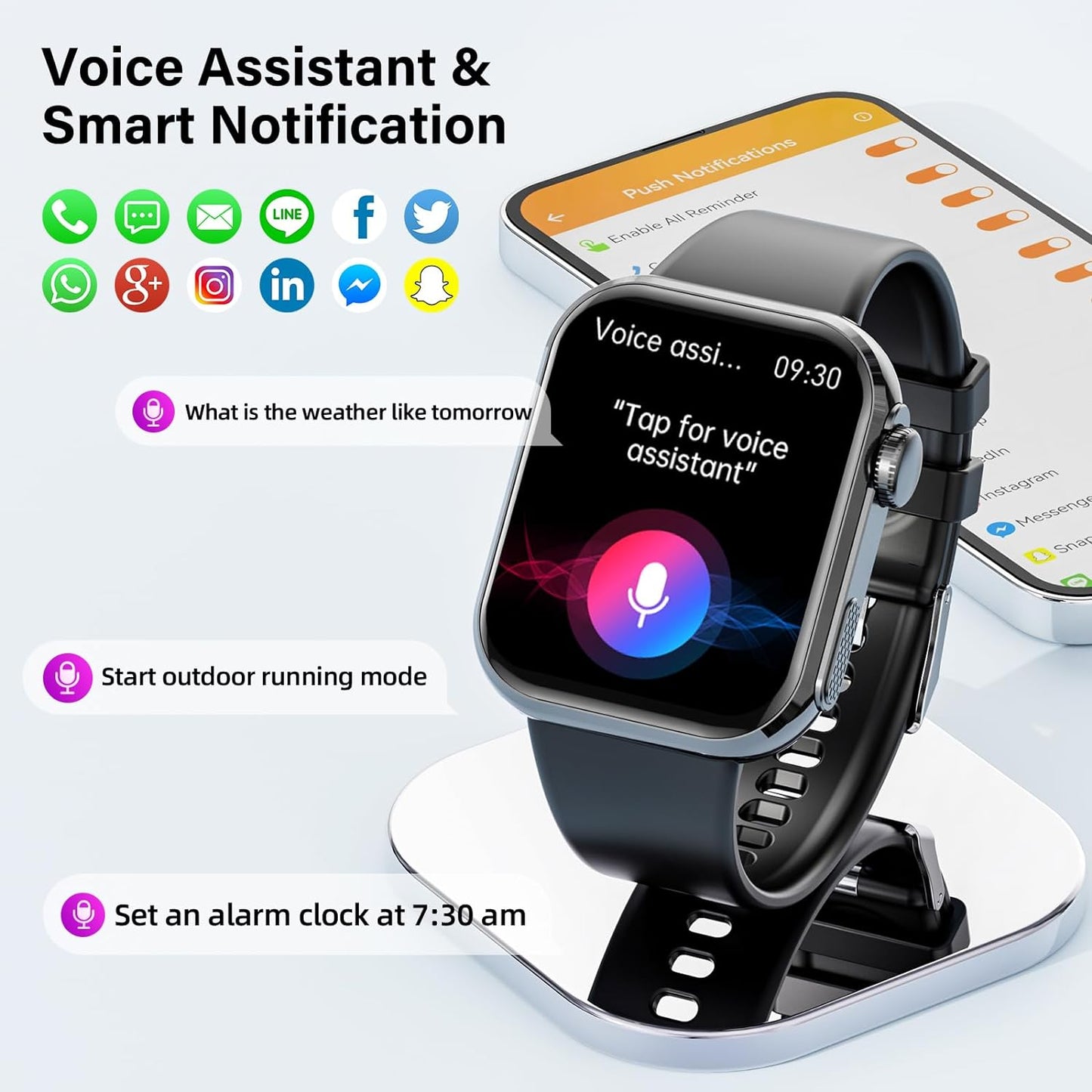 Smart Watch (Answer/Make Call),1.95" Touch Screen Activity Tracker, IP67 Waterproof