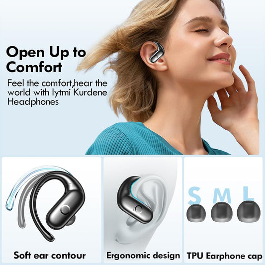 Wireless Earbuds Bluetooth Over Ear, deep bass, 60Hrs Playtime, comfort fit, Earhooks