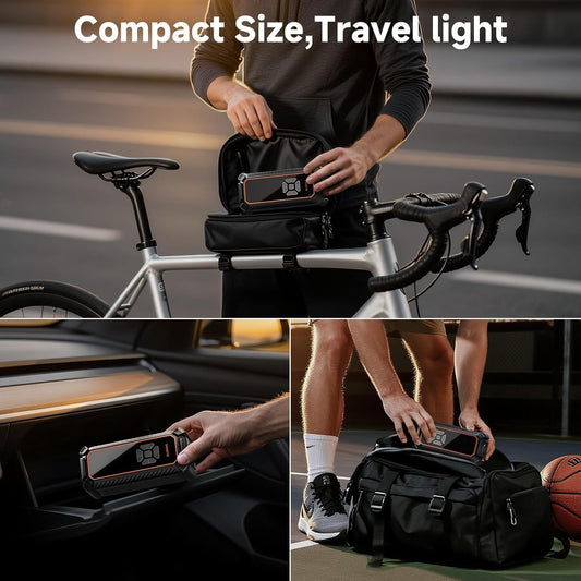 Cordless Tire Inflator, 150PSI Dual Power - 6000mAh &amp; 12V DC, LED &amp; Digital Pressure Gauge