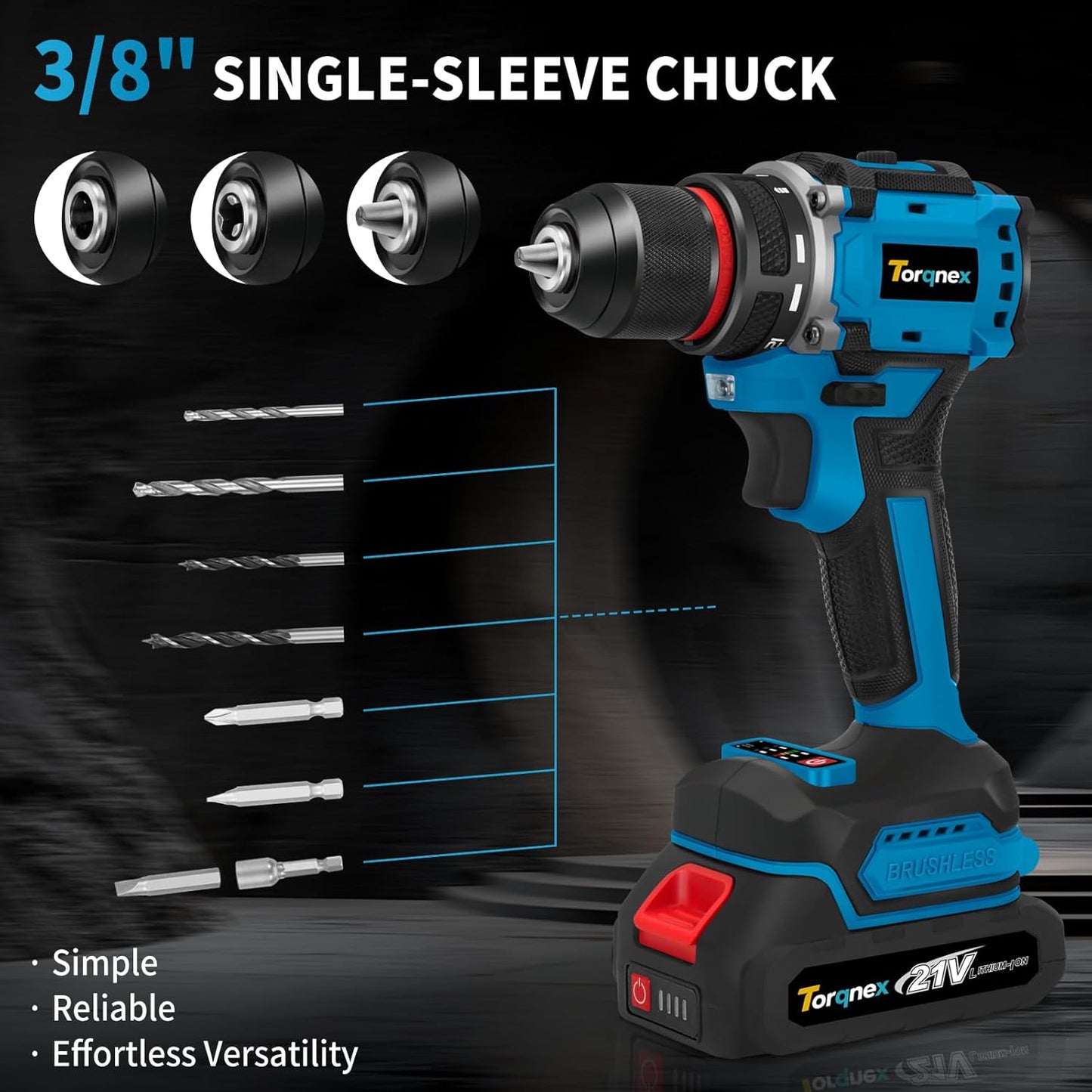 21V Cordless Brushless Drill Tool Set, 2-Pack 2Ah Batteries for Home Renovation, Gardening Tools