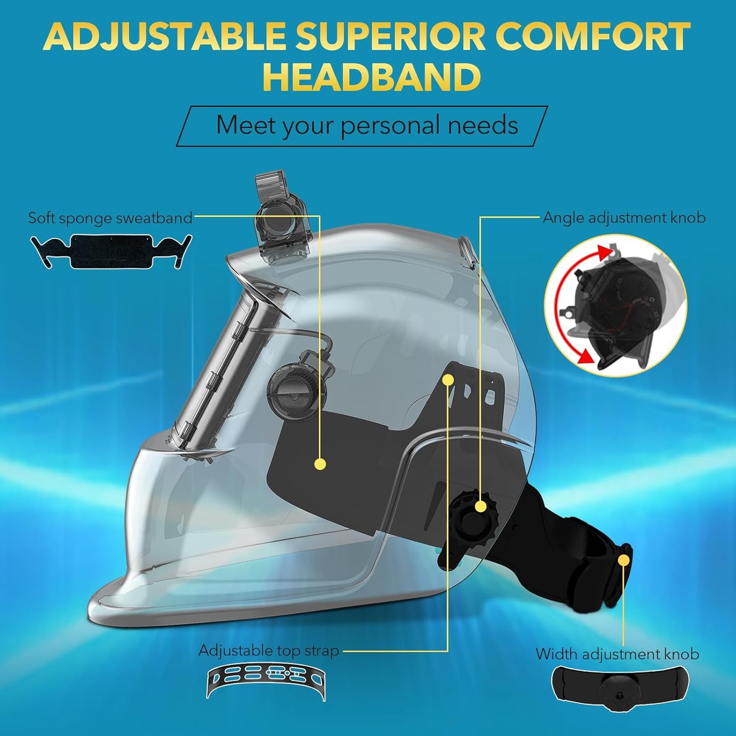 Light True Color Auto Darkening Solar Powered Welding Hood Helmet, 2 Arc Sensor Wide Shade 4/9-13