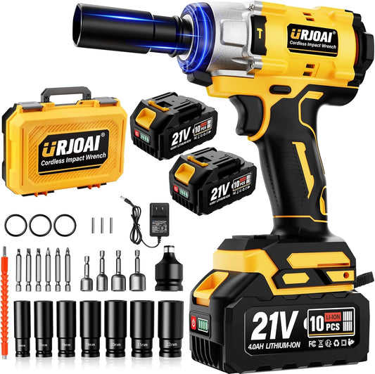 Cordless Impact Wrench 590Ft-lbs (800N.m) Brushless 1/2 in, 3300RPM High Torque, 2x 4.0Ah Battery