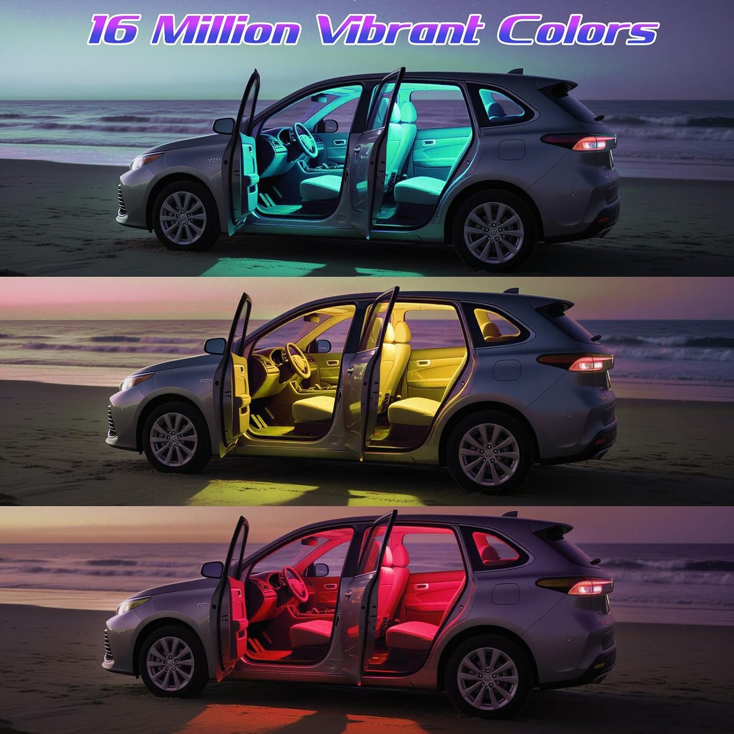 Led Lights Car Accessories Interior, APP Control, USB Port Color Change Lights