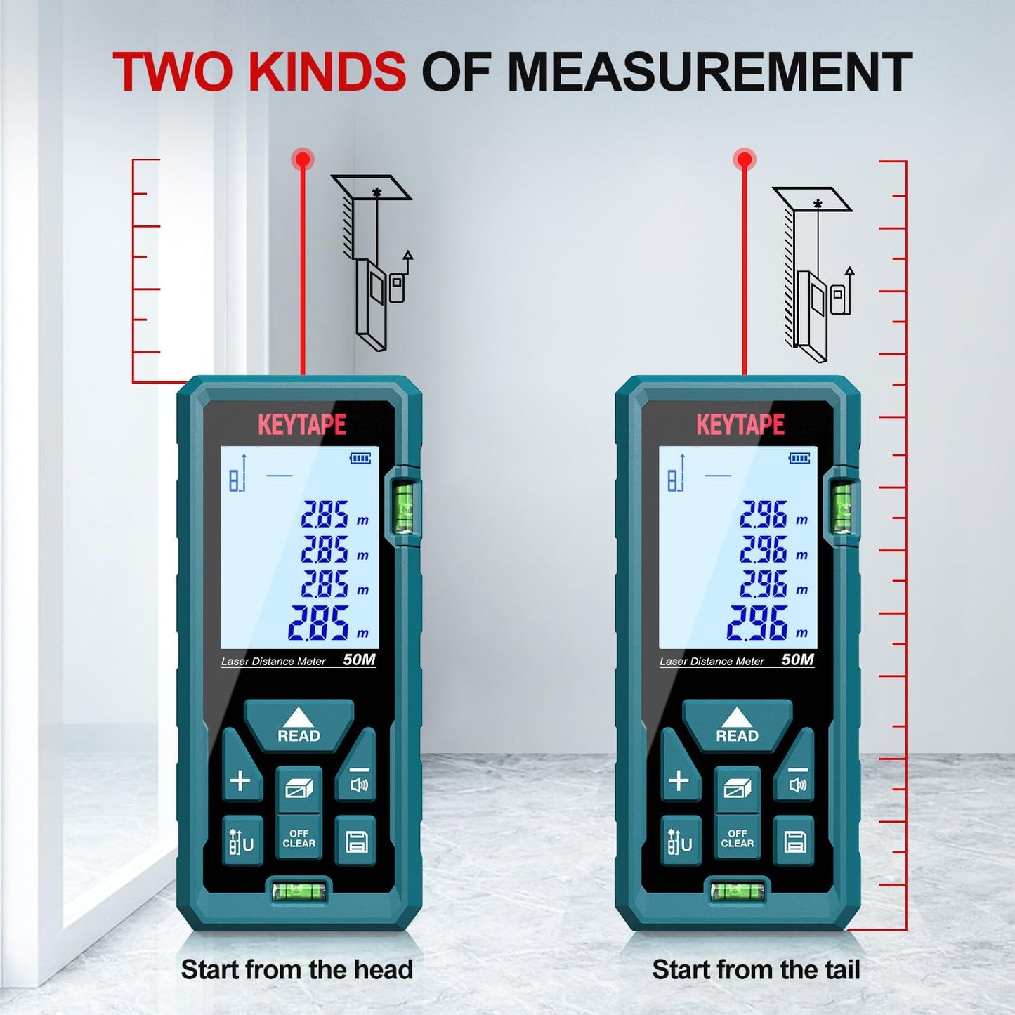 Laser Measure 328ft Real Time, Upgraded M/in/FT/FT+in Unit Switching Backlit LCD &amp; DT100