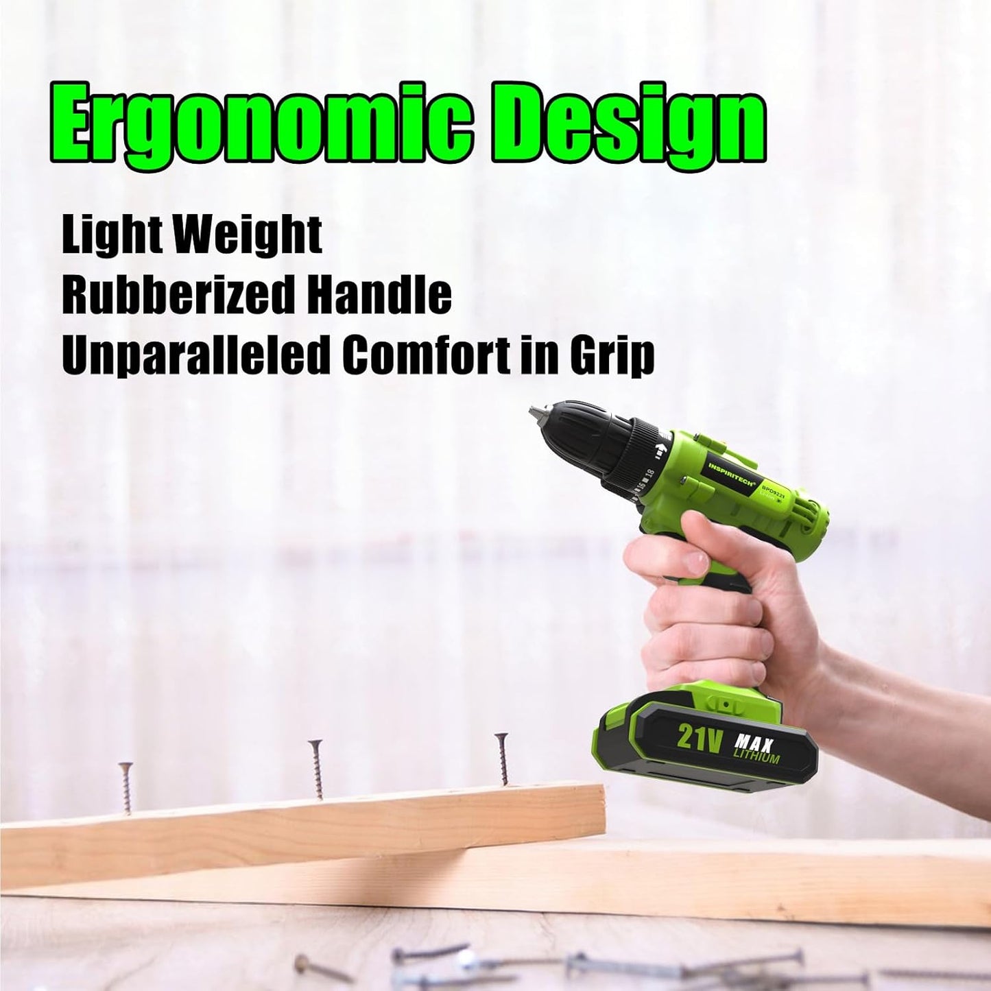 20V Cordless Drill, 2 Batteries, Charger, 3/8In Chuck, Variable Speed, 25+1 Torque Setting