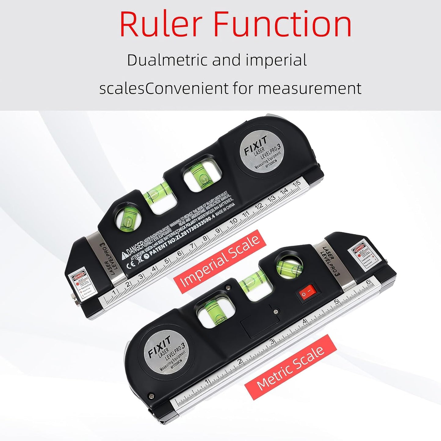 Laser Level Line Tool, Leveler Beam Tool, Metric Rulers 8ft/2.5M, Multipurpose