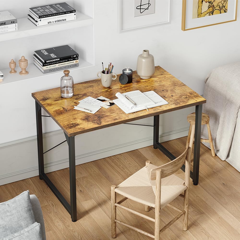 Computer Desk, 32 in Small Home Office Desk, Deep Brown