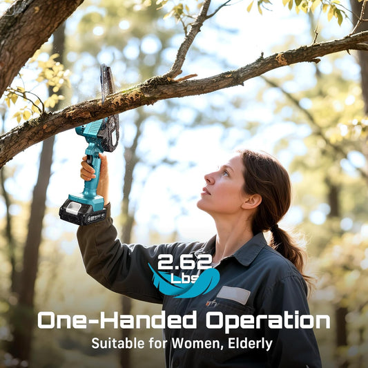Mini Chainsaw, 6-inch Mini Chainsaw Cordless, Handheld Electric Power Chain Saw with 2 Batteries