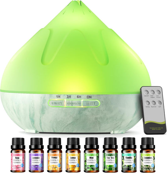 Aroma Diffuser with Essential Oils, 500 ML, Remote Control, 14 Color Lights 4 Timer Setting