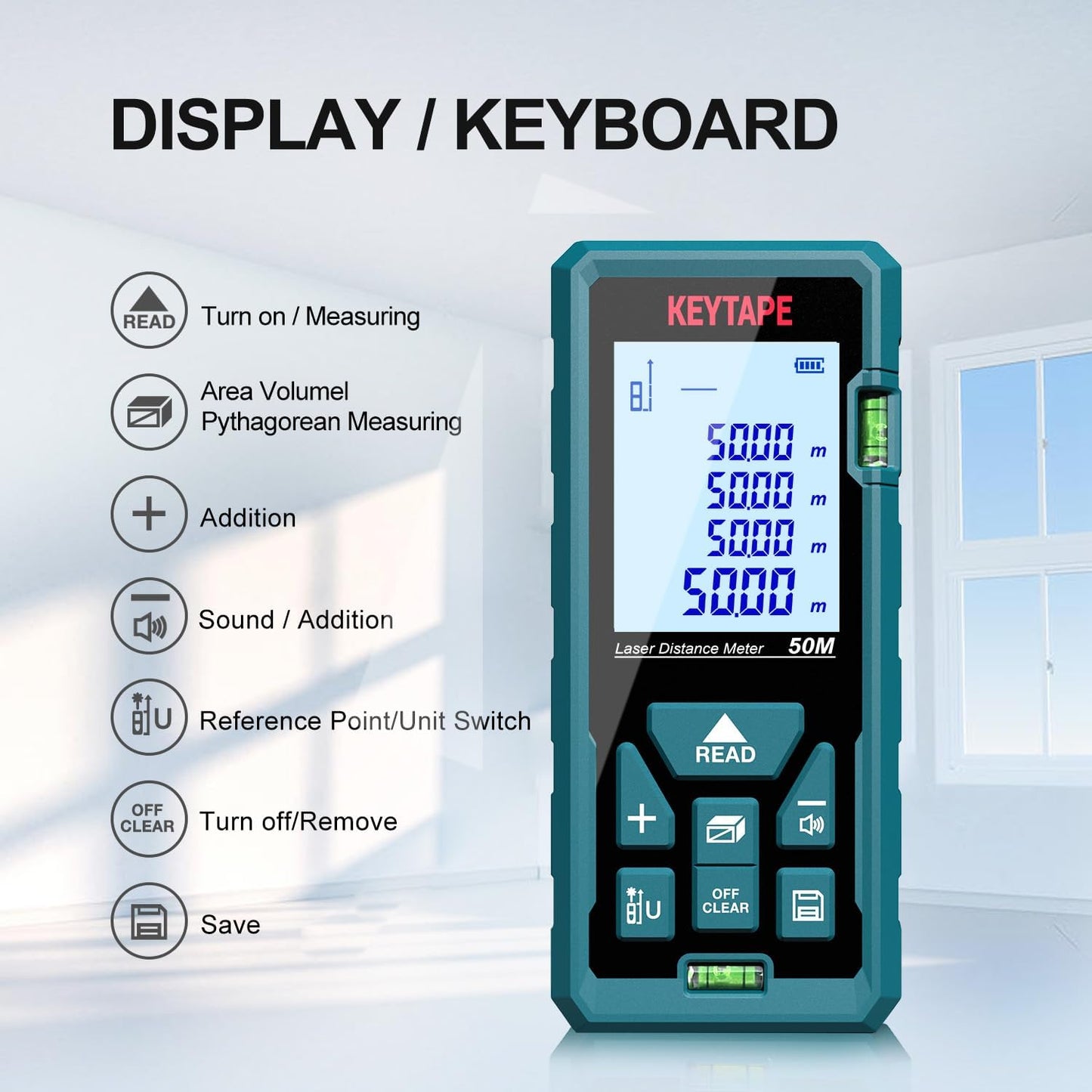Laser Measure 328ft Real Time, Upgraded M/in/FT/FT+in Unit Switching Backlit LCD &amp; DT100