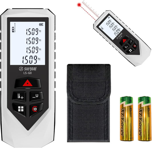 Laser Measure High Accuracy 196/328ft LCD Backlit Measuring Pythagorean Area Volume Mode