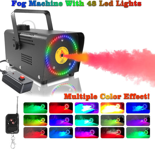 Fog Machine Outdoor 48 Led Lights,Smoke Machine Wireless Wired Remote