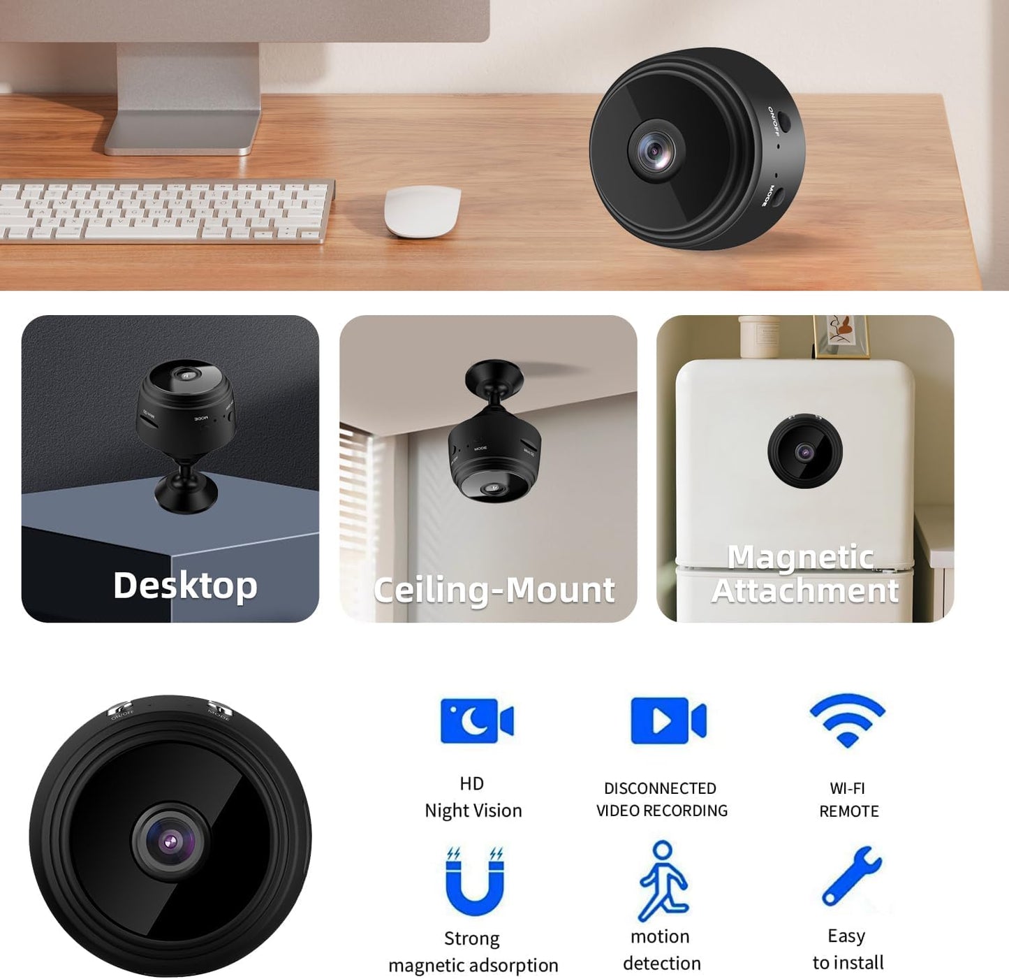 Hidden Camera Mini Spy Camera WiFi 1080P, Wireless Indoor, Night Vision &amp; Motion Detection