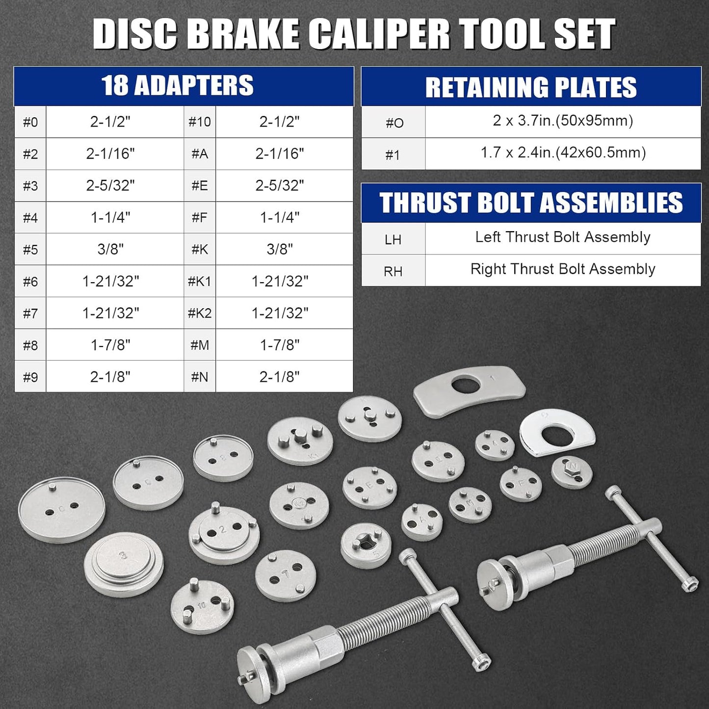 24pcs Brake Caliper Tool, Heavy Duty, Wind Back Kit for Brake Pad Replacement