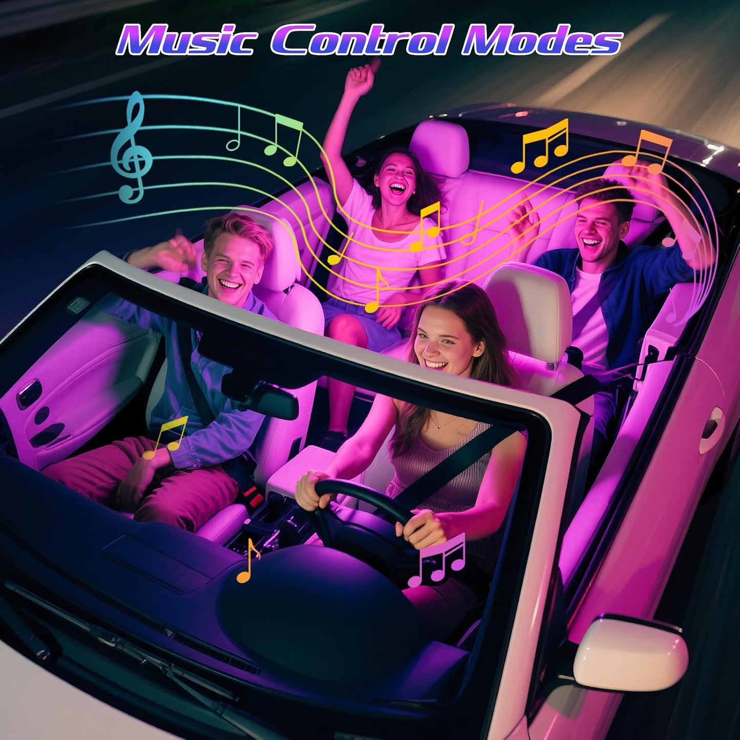 Led Lights Car Accessories Interior, APP Control, USB Port Color Change Lights