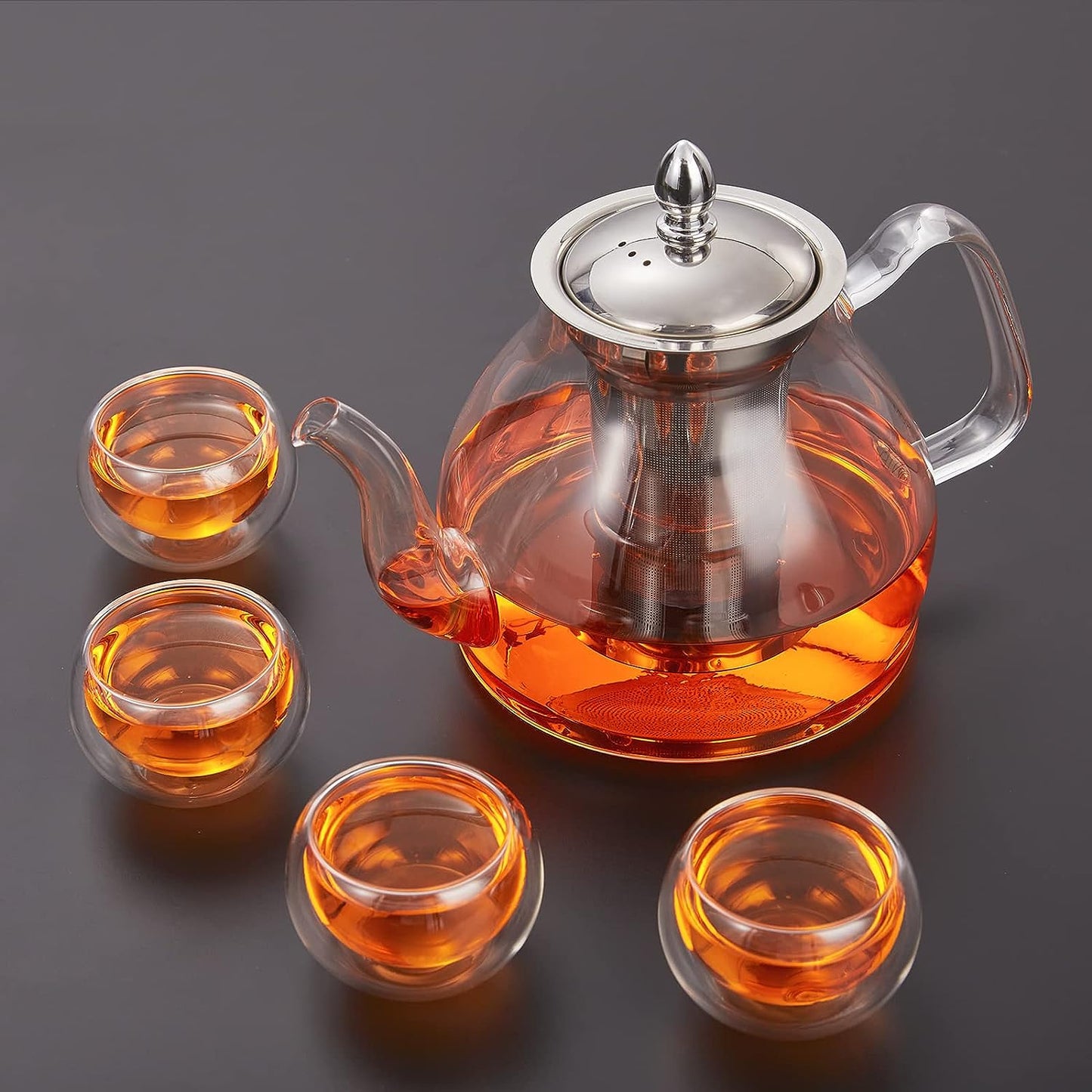 Glass Teapot, 40oz/1200mL Removable Infuser, Microwave & Stovetop Safe, Gift Box for Tea Maker
