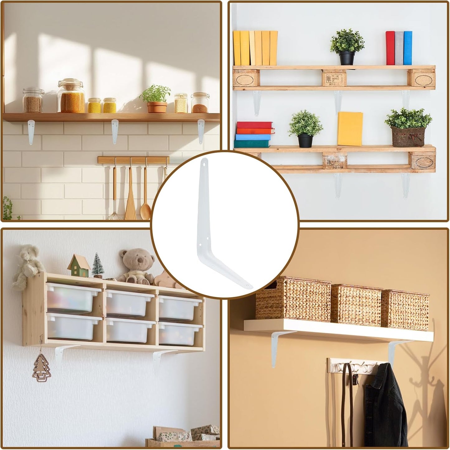 24Pcs 10 x 8 In White Shelf Brackets, Heavy-Duty, L Brackets