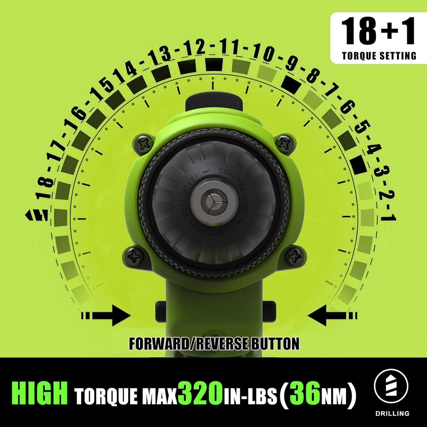 20V Cordless Drill, 2 Batteries, Charger, 3/8In Chuck, Variable Speed, 25+1 Torque Setting