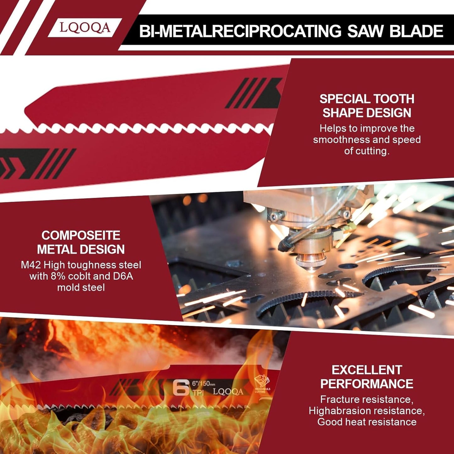 12Pcs Bi-Metal Reciprocating Saw Blades，6, 8 &amp; 9In Wood &amp; Metal Cutting Saw Blades，Pruning Blades