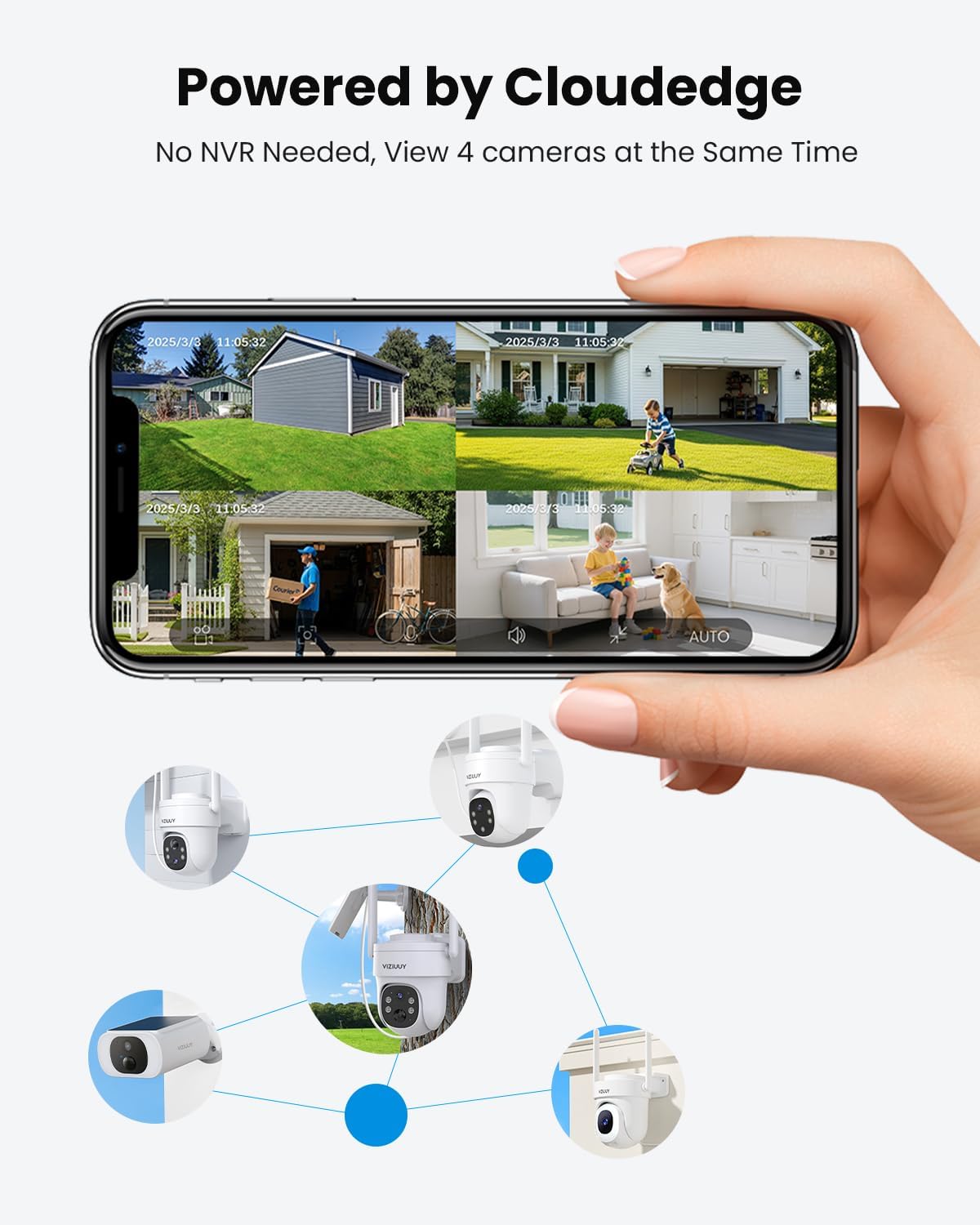 Solar Security Cameras Wireless Outdoor, 3MP Pan Tilt 360°Color Night Vision/PIR Sensor/2-Way Audio