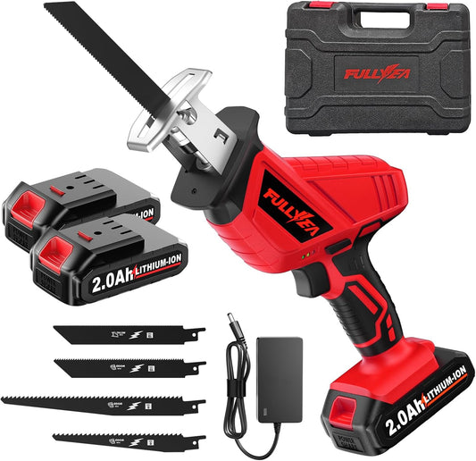 Reciprocating Saw Cordless, 0-3500SPM Variable Speed 2*2.0Ah Battery & 4 Saw Blades