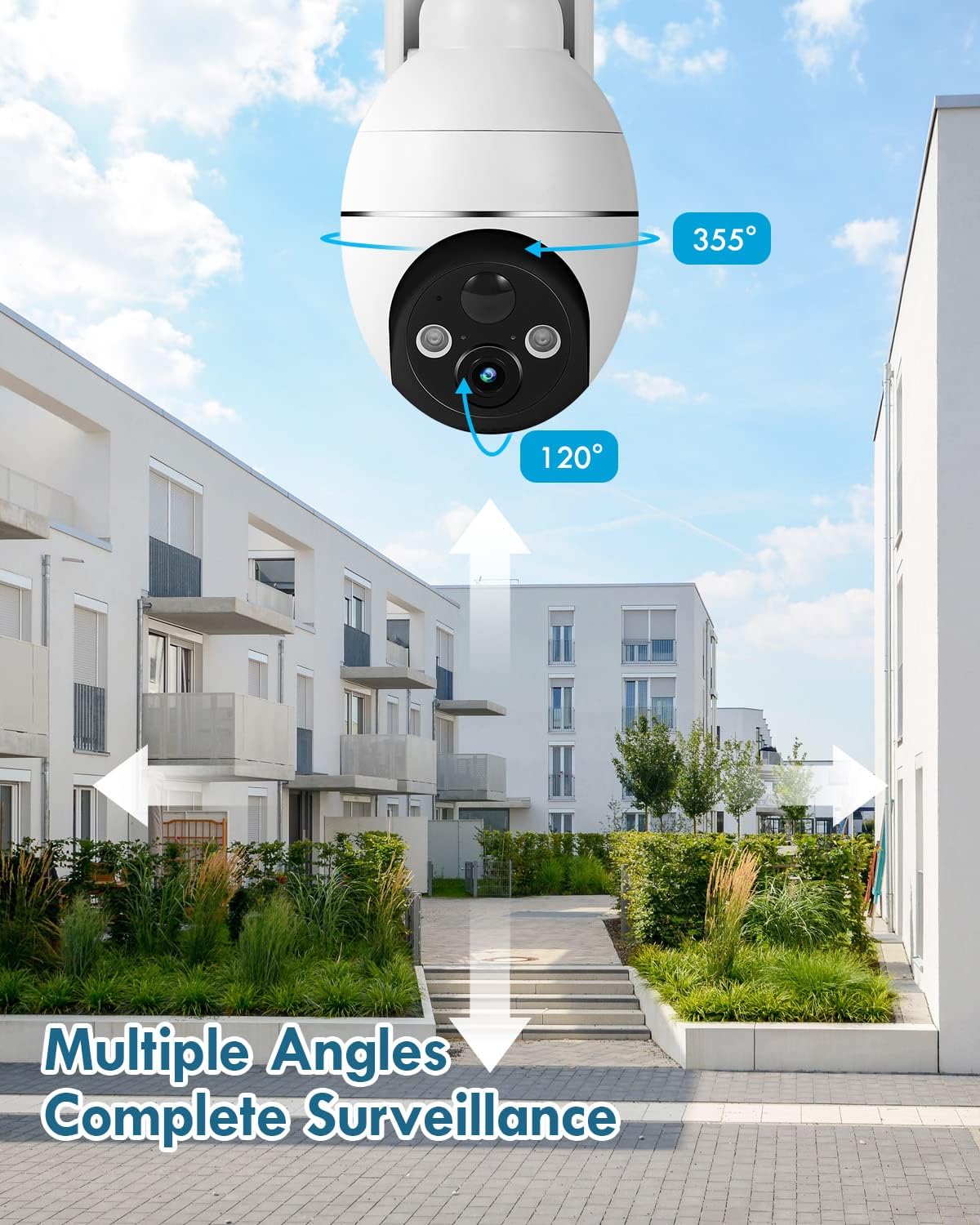 Solar Cameras Wireless Outdoor, 2K PTZ 2.4G Wi-Fi PIR, Color Night Vision, 2-Way Talk, 4dbi, Spotlight/Siren