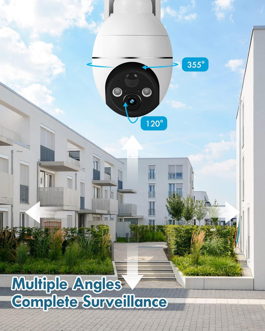 Solar Cameras Wireless Outdoor, 2K PTZ 2.4G Wi-Fi PIR, Color Night Vision, 2-Way Talk, 4dbi, Spotlight/Siren