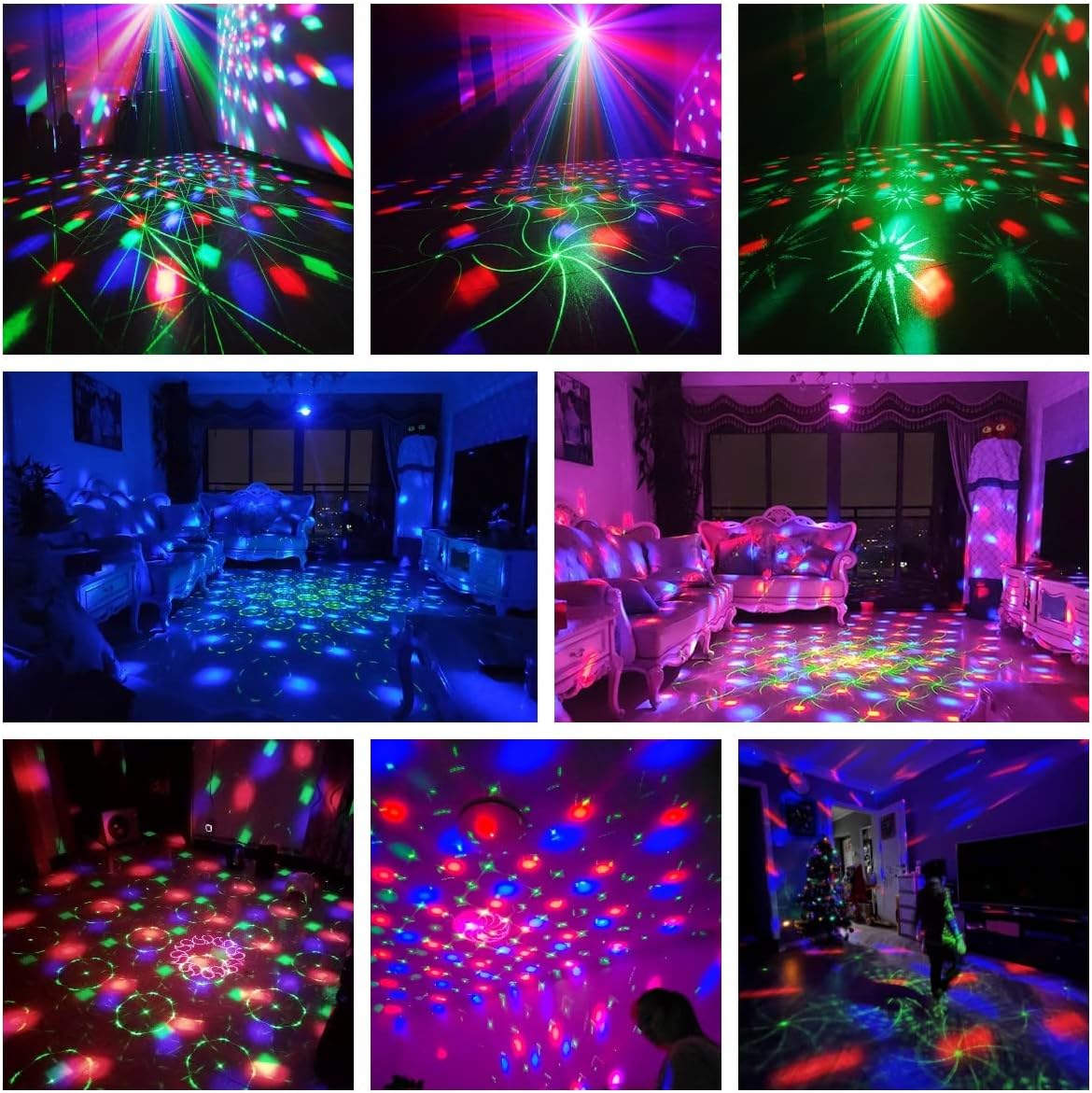 Dj Party Disco Ball Lights, Pattern, Sound Activated,10 ft USB Cable, Strobe Light