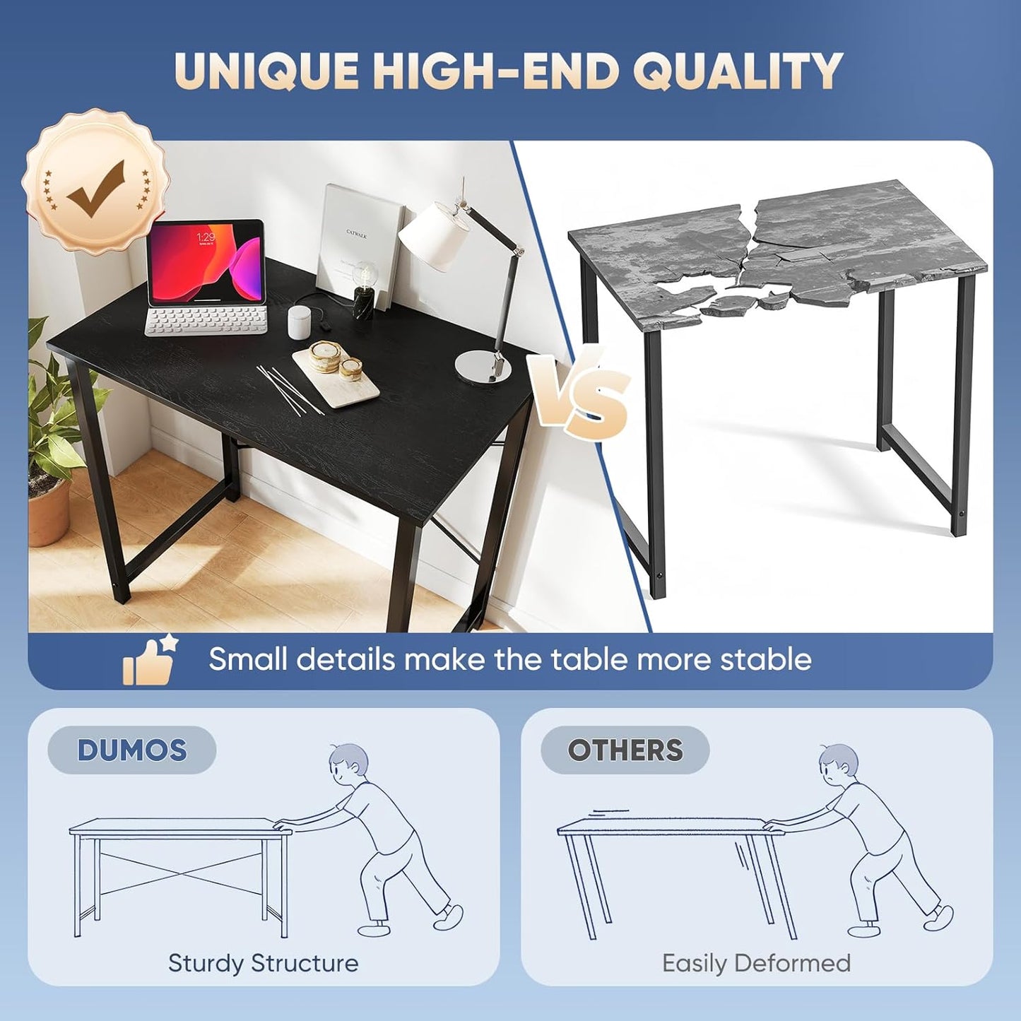 32 inch Small Computer Desk for Home Office, X-Shaped Reinforcement, Black
