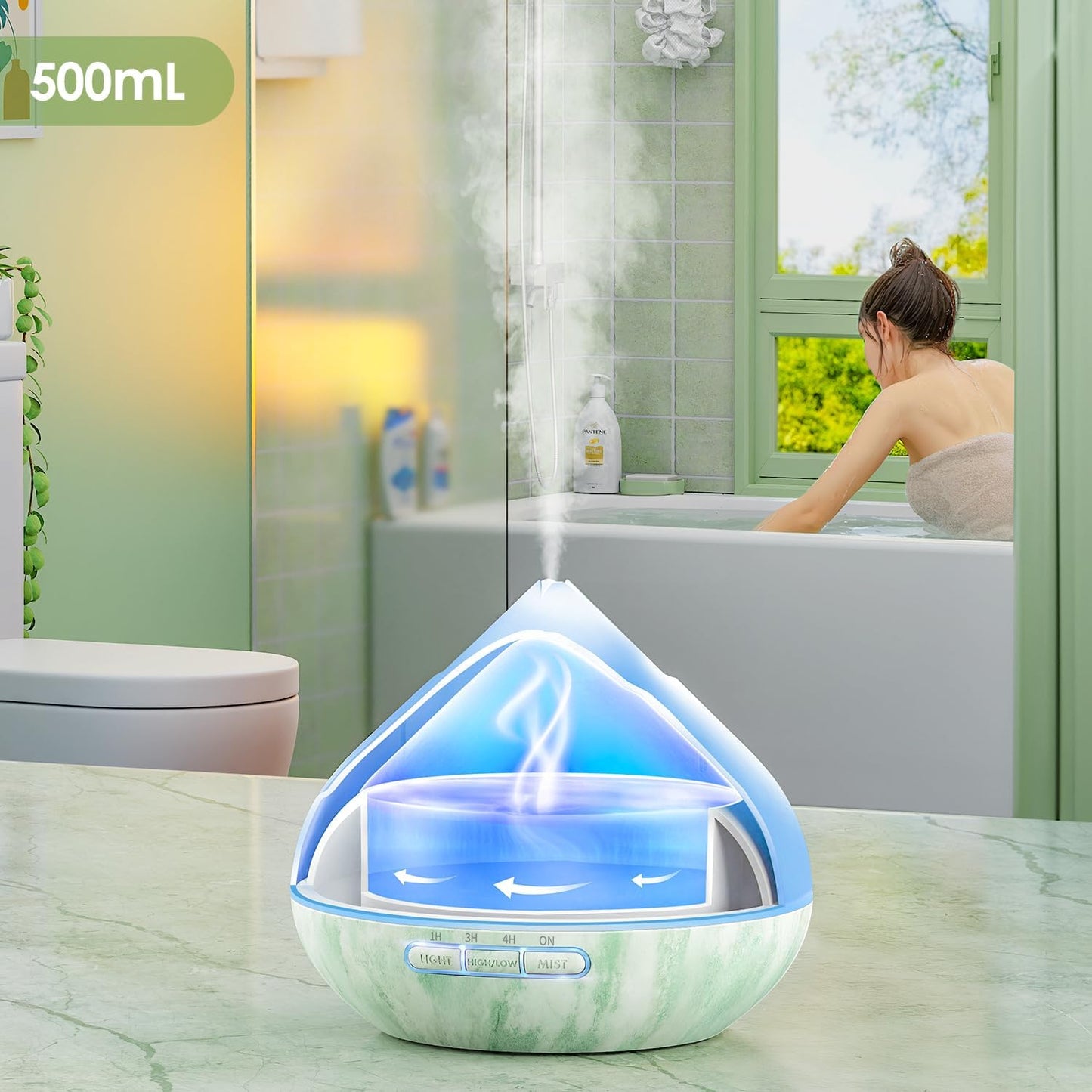 Aroma Diffuser with Essential Oils, 500 ML, Remote Control, 14 Color Lights 4 Timer Setting