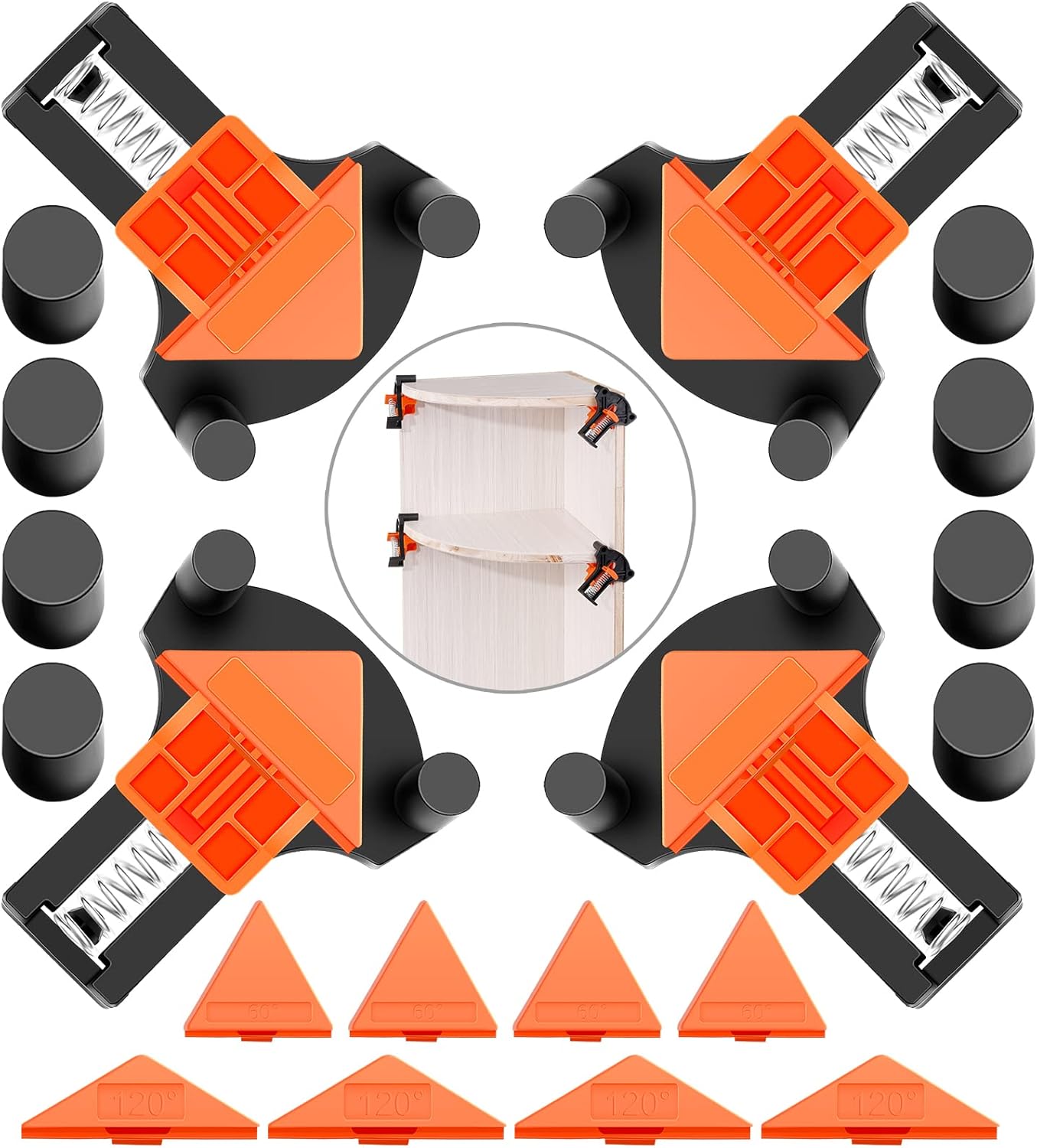 60/90/120 Degree Multi Corner Clamps,Set of 4,Adjustable Spring Loaded Right Angle Clamps