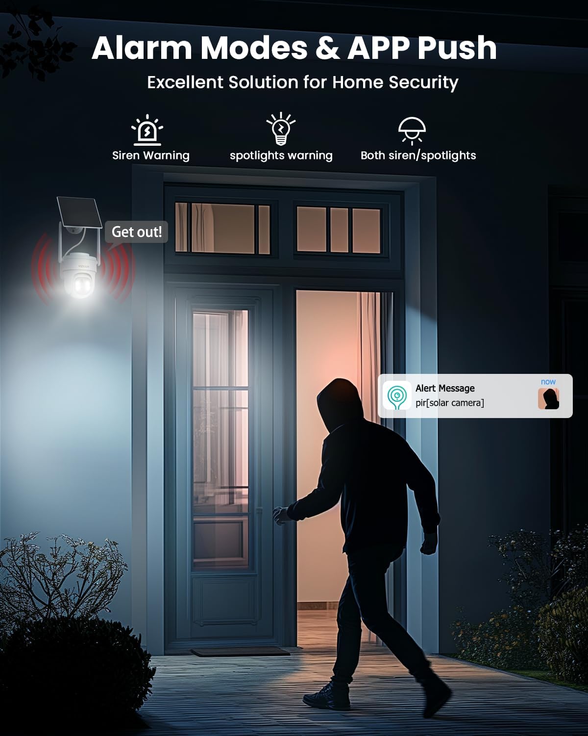 Solar Security Cameras Wireless Outdoor, 3MP Pan Tilt 360°Color Night Vision/PIR Sensor/2-Way Audio