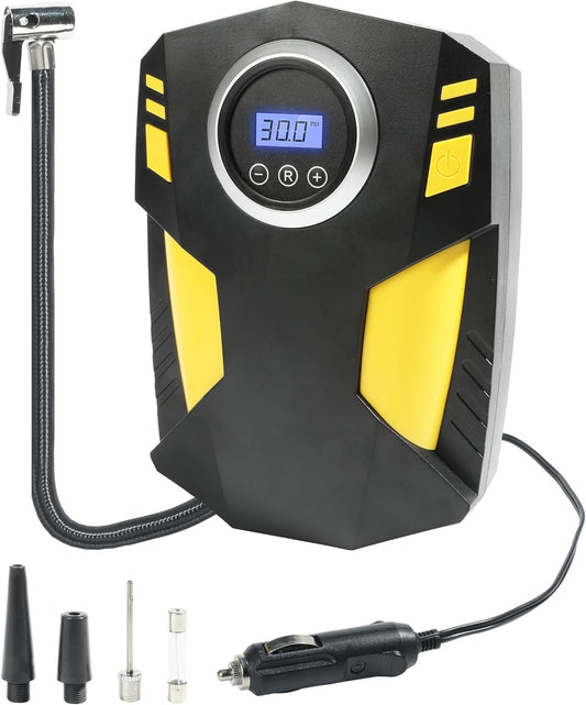Tire Inflator Portable Air Compressor,12V DC, Digital Pressure Gauge,150 PSI Auto Shut Off LED