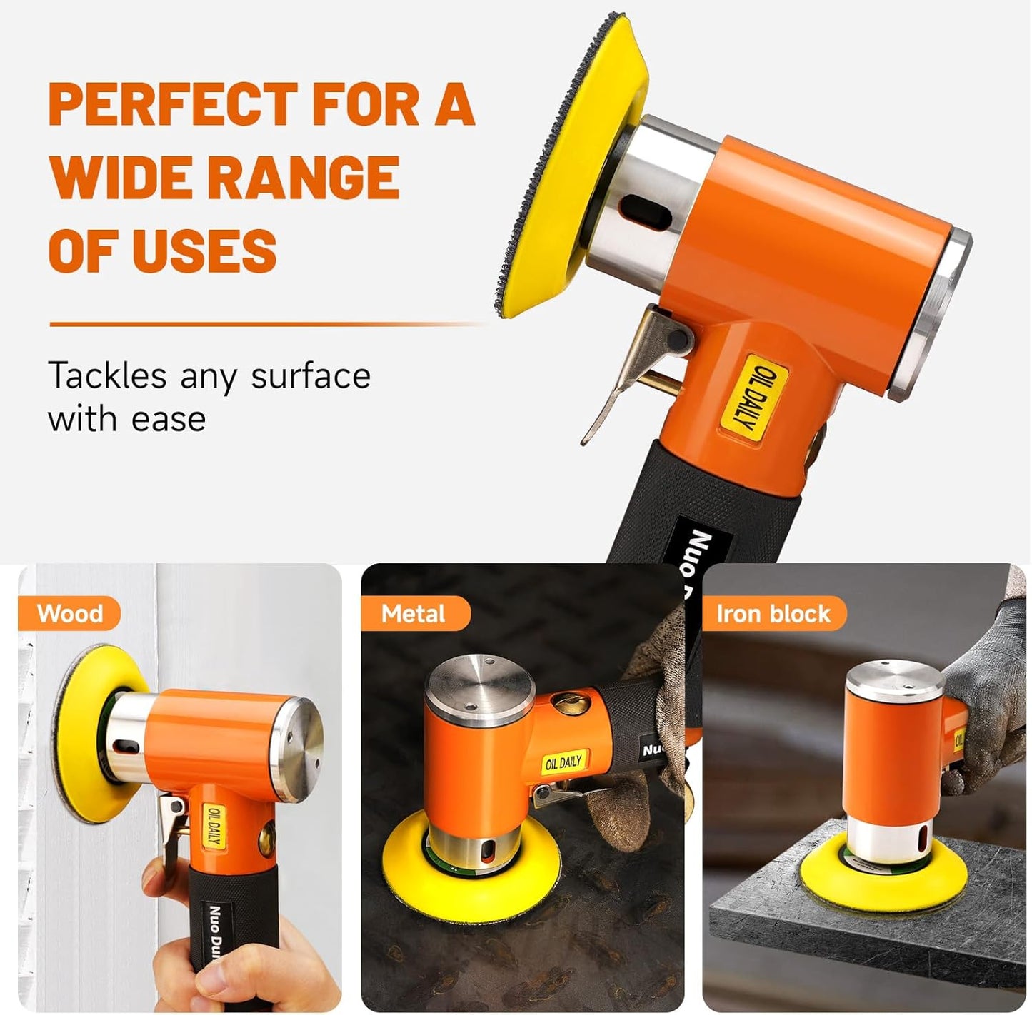 1/2/3 In Mini Random Orbital Air Pneumatic Sander Kit, Auto Body Work, 60Pcs 1"2"3" Hook&amp;Loop