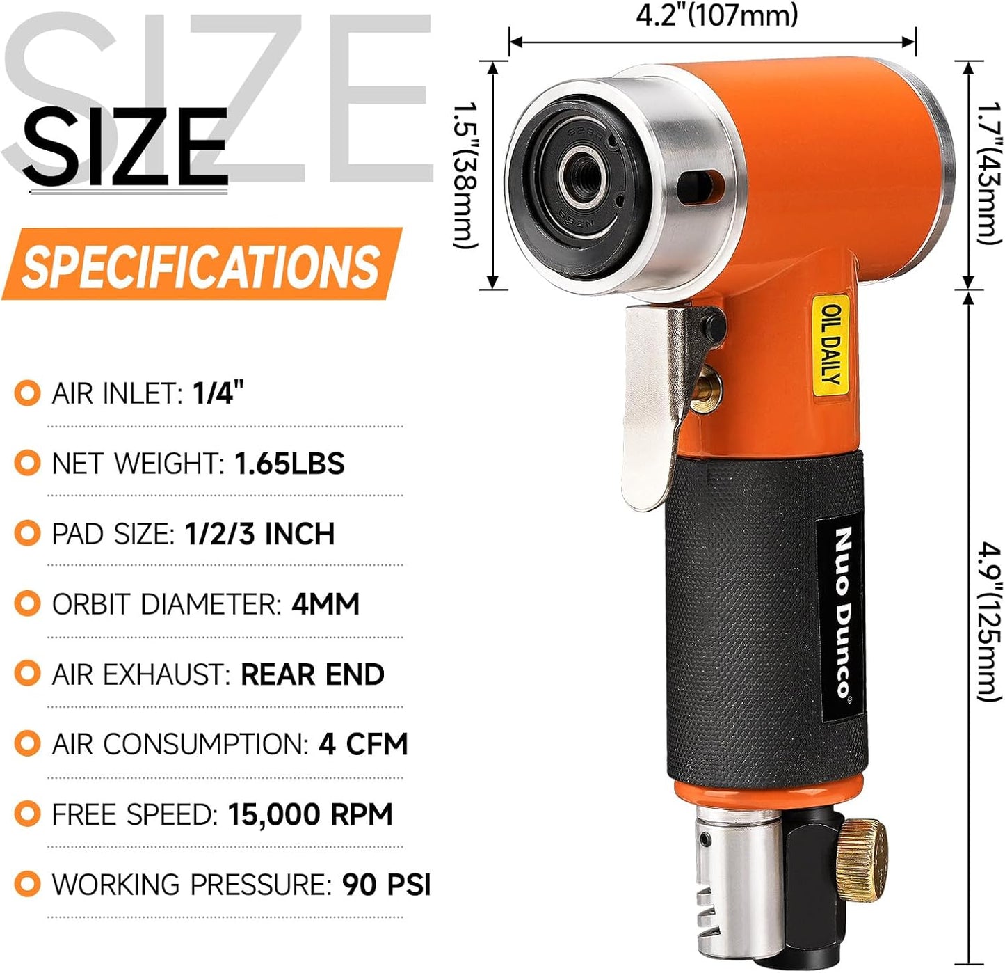 1/2/3 In Mini Random Orbital Air Pneumatic Sander Kit, Auto Body Work, 60Pcs 1"2"3" Hook&amp;Loop