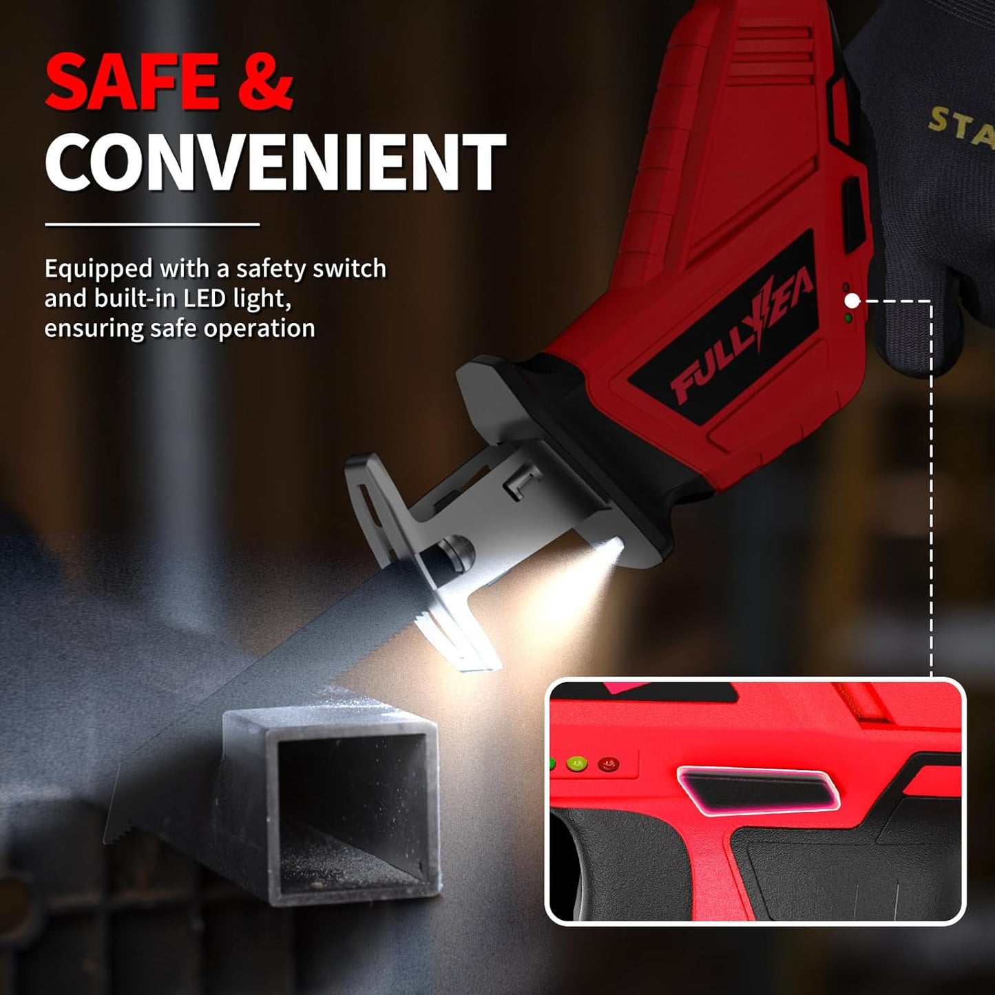 Reciprocating Saw Cordless, 0-3500SPM Variable Speed 2*2.0Ah Battery &amp; 4 Saw Blades