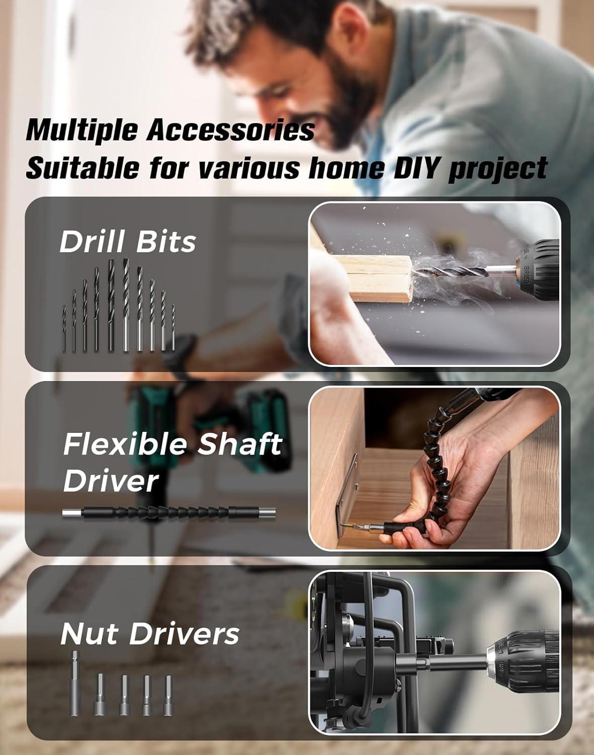 20V MAX Cordless Drill, 2 Batteries &amp; Charger, 3/8 In Keyless Chuck, Variable Speed, 25+1 Position &amp; 56PCS Bits