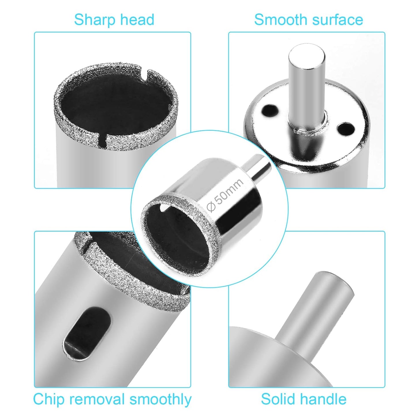 15Pcs Diamond Drill Bits for Ceramic, for Bottles,Pots, Marble, Granite Stone, Tile Cutting 0.23 In