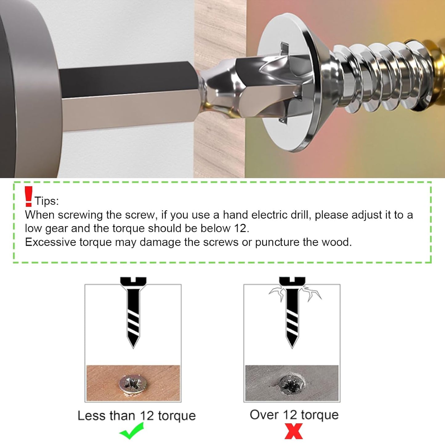 #4 Flat Head Small Wood Screws kit 420Pcs,Phillips Short Screw, Carbon Steel, 20pcs M6 ScrewAnchors