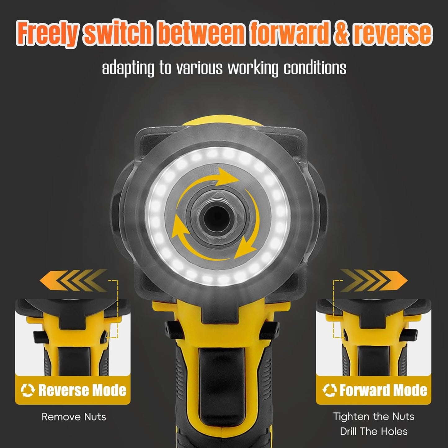 Cordless Impact Wrench 480 Ft-lbs(650N.m) High Torque 1/2 In, 3300RPM Brushless, 2 * 4.0Ah Battery