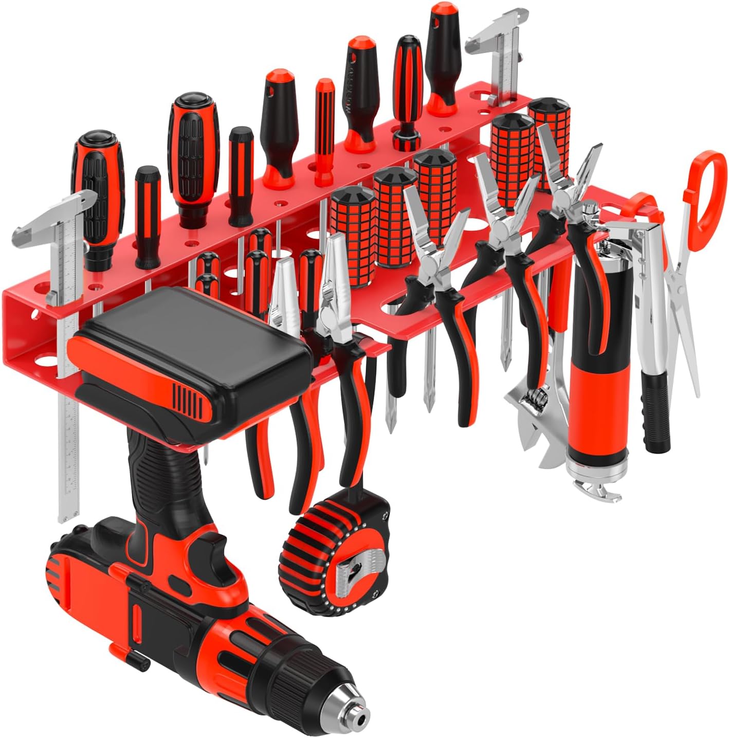 Metal Screwdriver Organizer, Wall Mount Plier Hammer Holder(Red, 1PC)