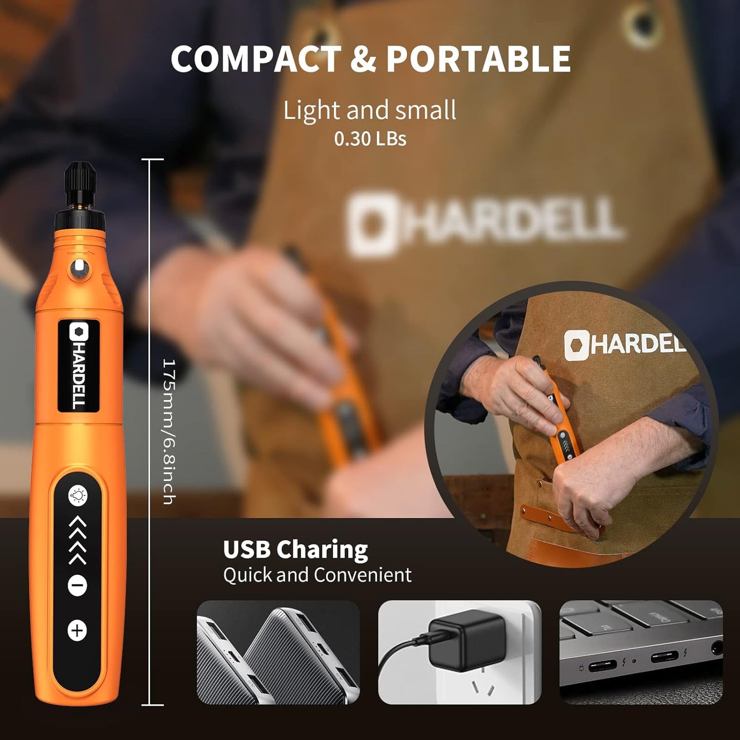 3.7V Mini Cordless Rotary Tool Kit, 5Speed, USB Charging, 61 Accessories, Sanding, Polishing &amp; more