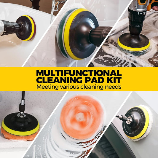 20Pack Drill Brush Attachments Set, Scrub Pads & Sponge, Buffing Pads, Extend Long Attachment