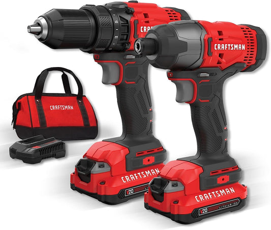 V20 MAX Cordless Drill & Impact Driver, Power Tool Combo Kit, 2 Batteries & Charger