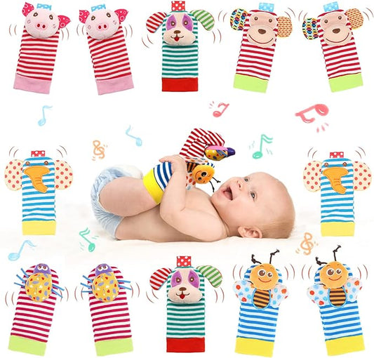 Sock rattles for Babies 0-24 Months Baby Animal Foot Finder Educational Toys