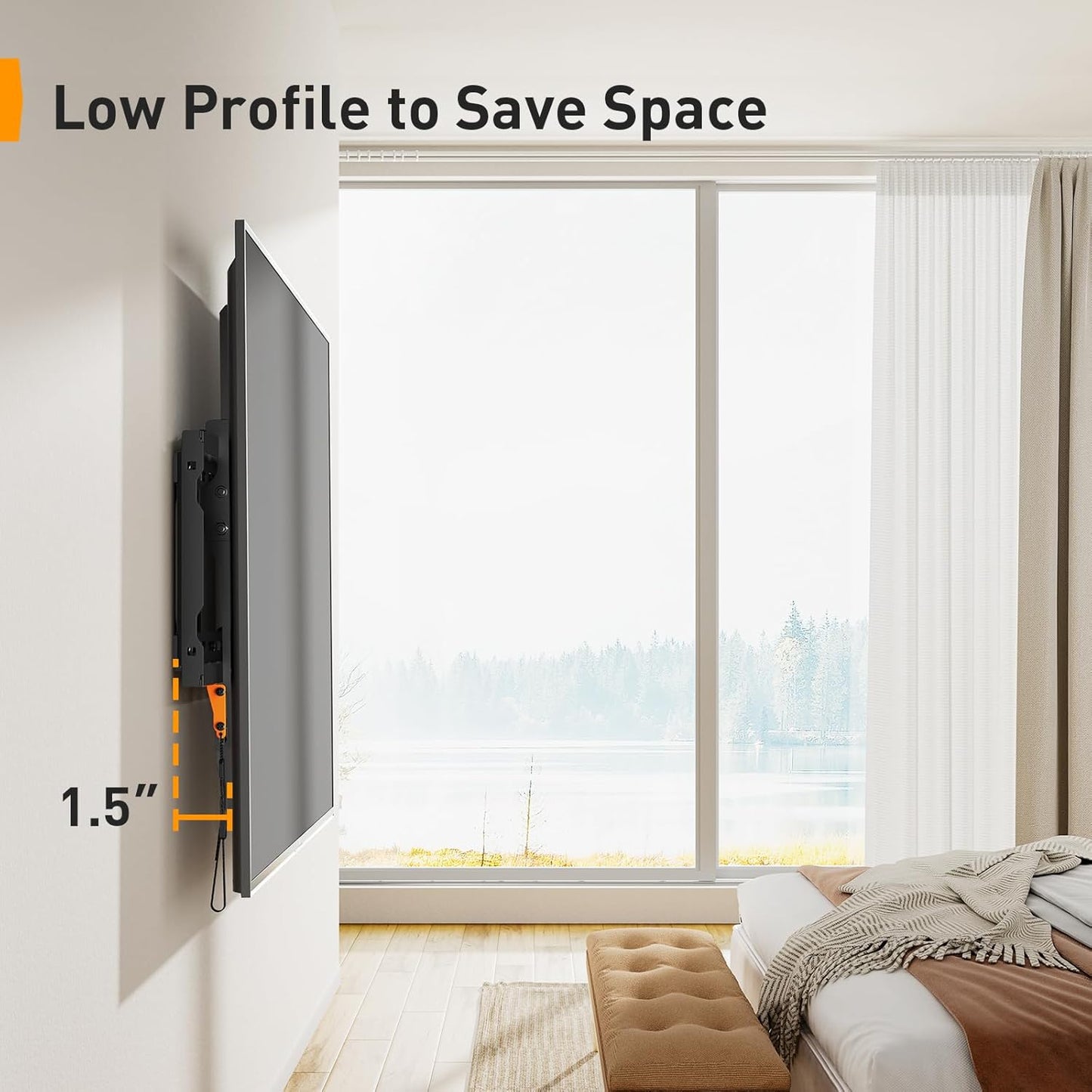 Tilting TV Wall Mount for 37-82 inch TVs up to 132 lbs, Low Profile Tilt,for Flat or Curved TVs