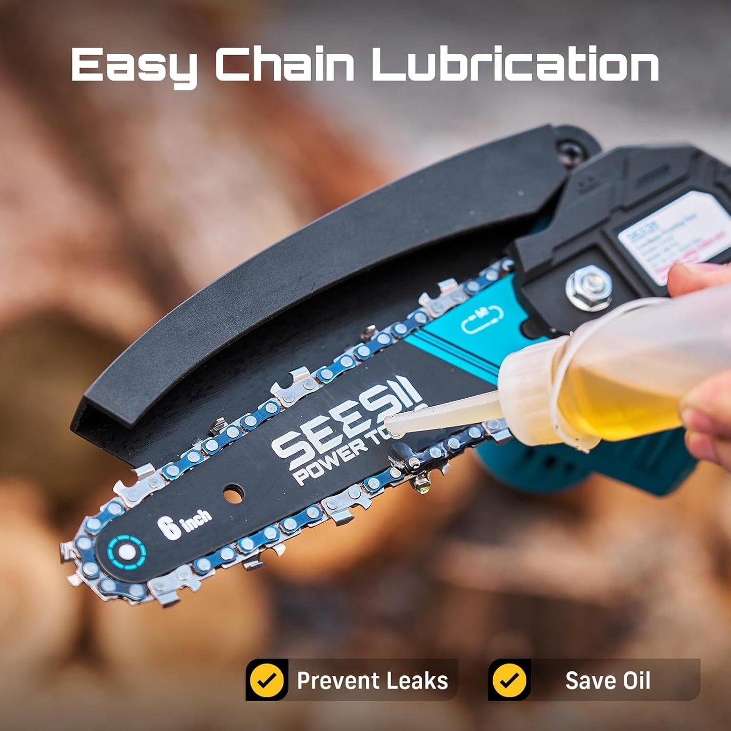 Mini Chainsaw, 6-inch Mini Chainsaw Cordless, Handheld Electric Power Chain Saw with 2 Batteries