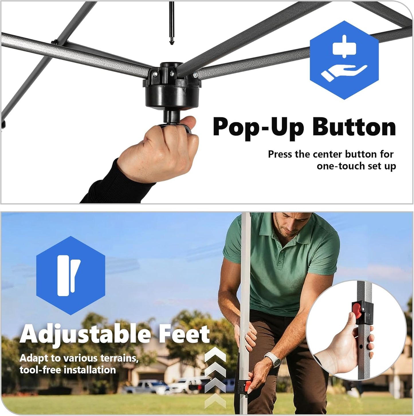 10x10ft Pop Up Canopy Tent, Heavy Duty 1-Person One Push Setup, Portable Outdoor Shelter